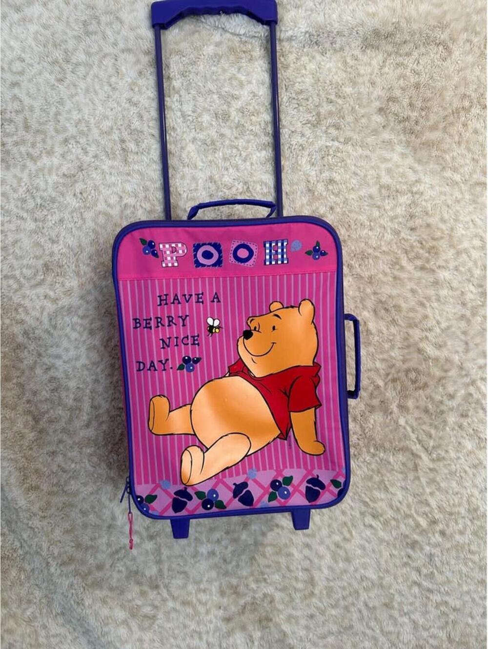 Y2K Winnie the Pooh have a berry nice day wheelie toddler sized suitcase